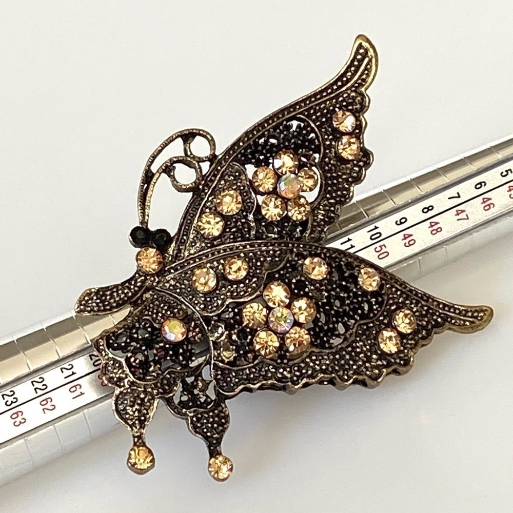 Ring Butterfly Stretch Antique Bronze Tone 7.5
